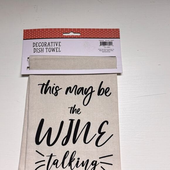 Decorative Kitchen Wine Humor Dish & Hand Towel with Words NWT - Picture 5 of 6